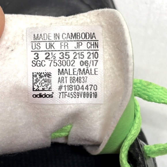 Adidas Unisex Youth Goletto V TF Soccer Cleats Blk/Wht/Neon BB4837 Sz 3 - Picture 7 of 8